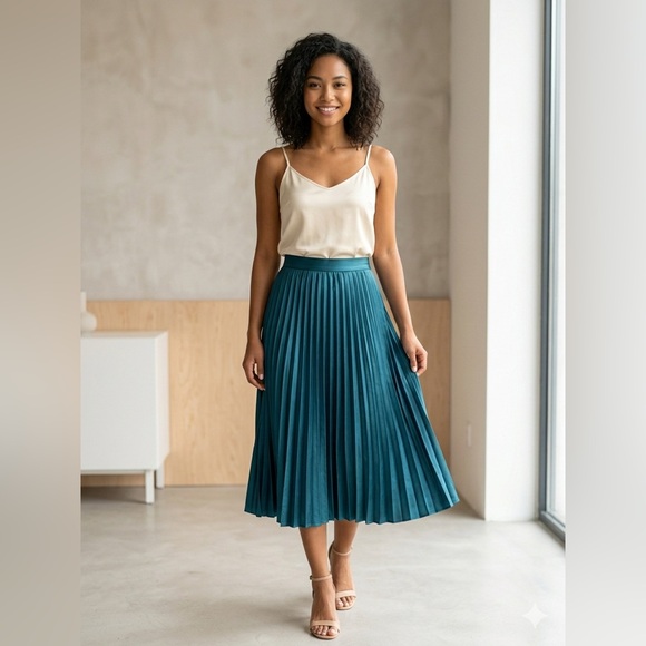 SHEIN Dresses & Skirts - Teal Midi Pleated Skirt Size S